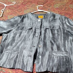 Ruby Rd. Metallic Silver Jean Jacket